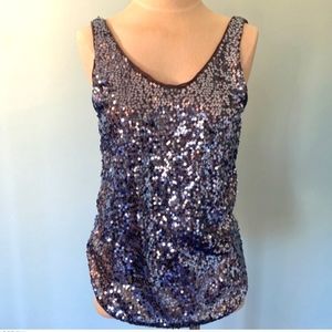 Aritzia Talula silver sparkle tank top.